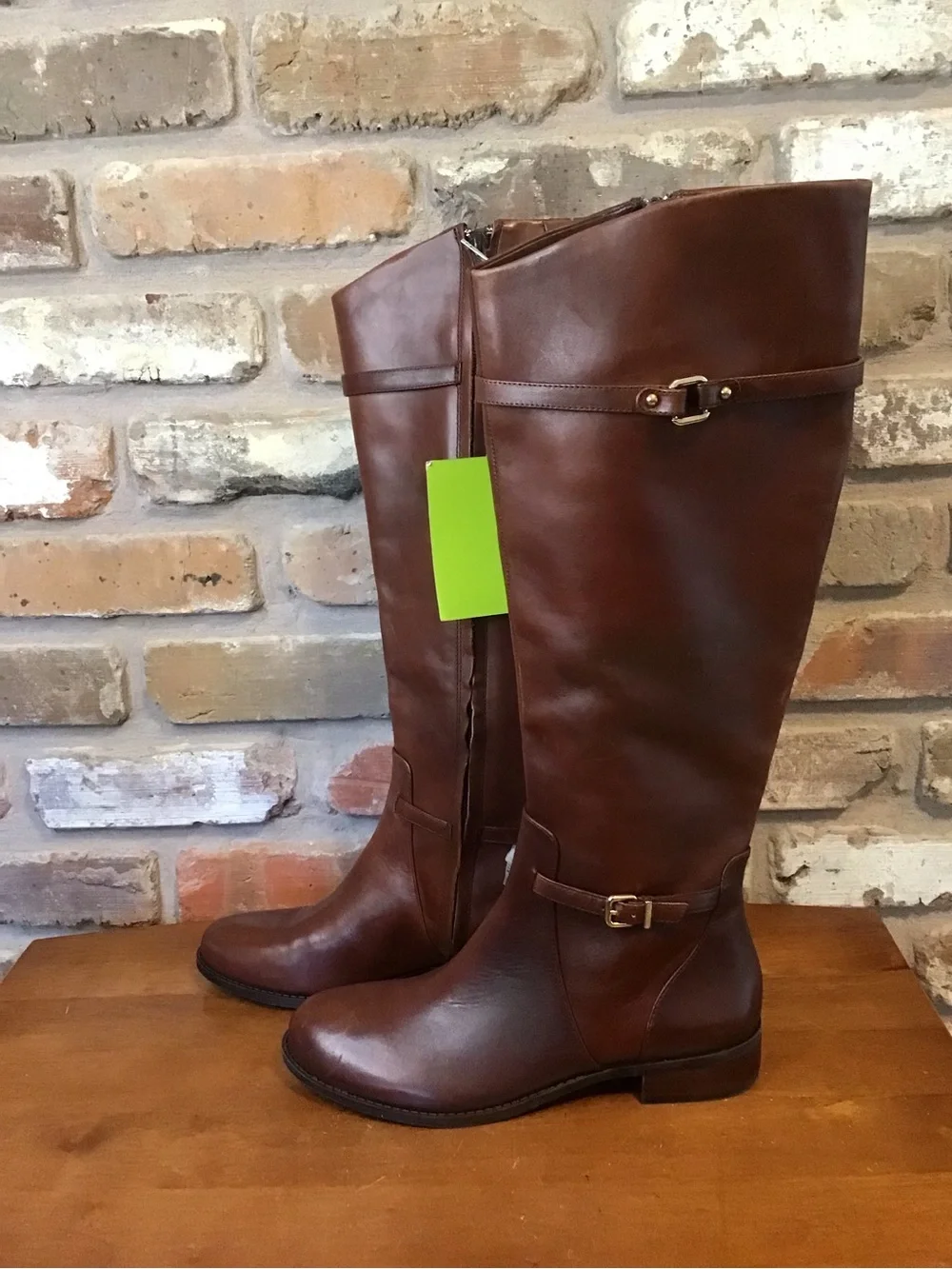 Gianni Bini Women's Chestnut Brown Knee High Leather Tall Riding Boots 8 NEW